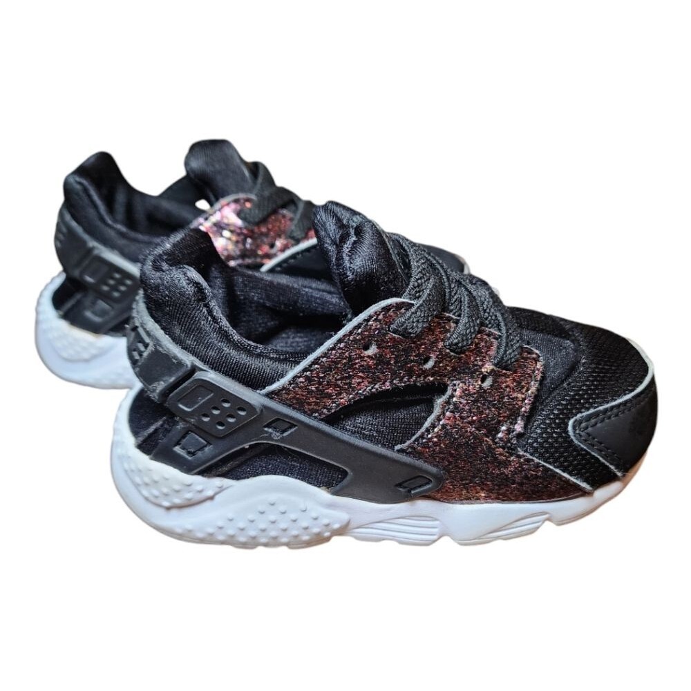 Nike Air Huarache Shoes Run SE RARE Pink Glitter Metallic Baby/ Toddler Size 7C - Picture 7 of 12